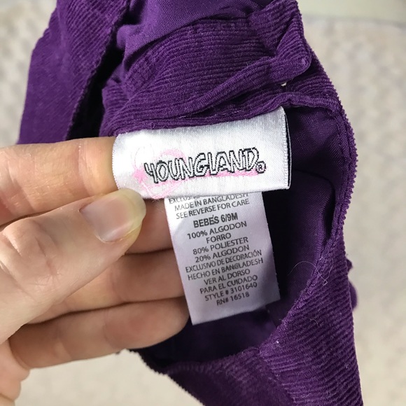 Youngland Corduroy Jumper Dress Size 6-9 Months Purple Floral Butterfly Orange - Picture 3 of 4